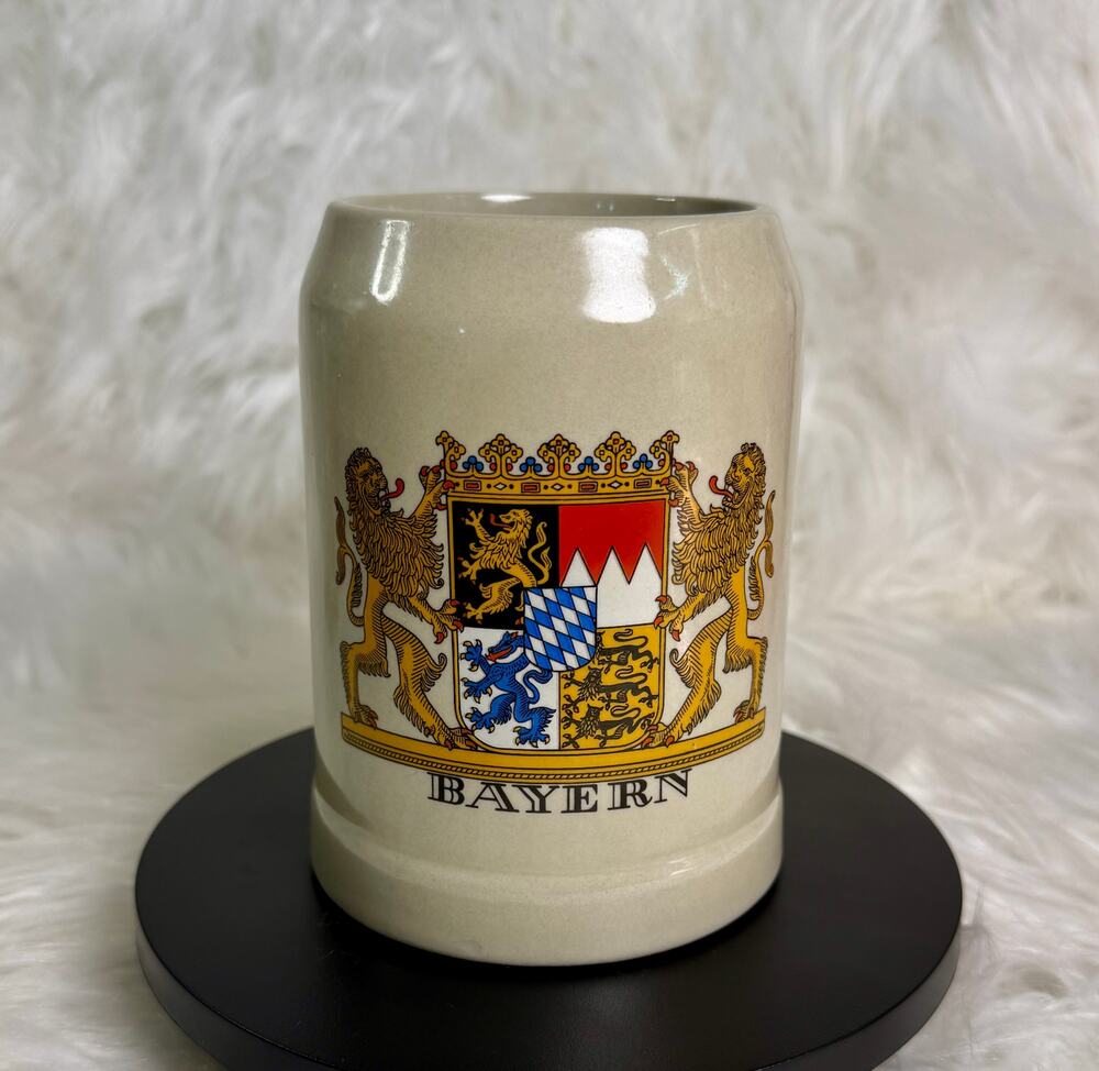 Vintage German Stoneware Bayern Beer Stein Mug-Bavaria Great State Coat of Arms
